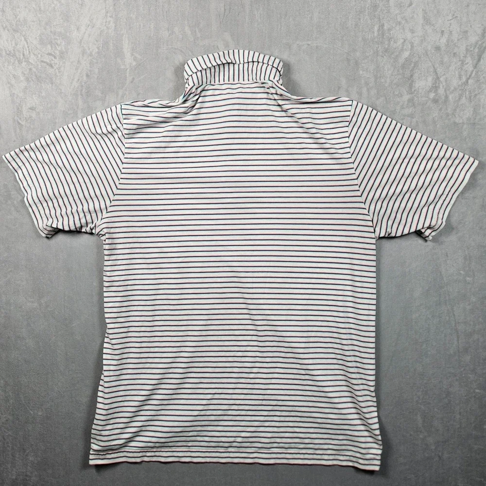 Peter Millar Polo Shirt Mens White Striped Seaside Wash Cotton Stretch Golf - Picture 4 of 12